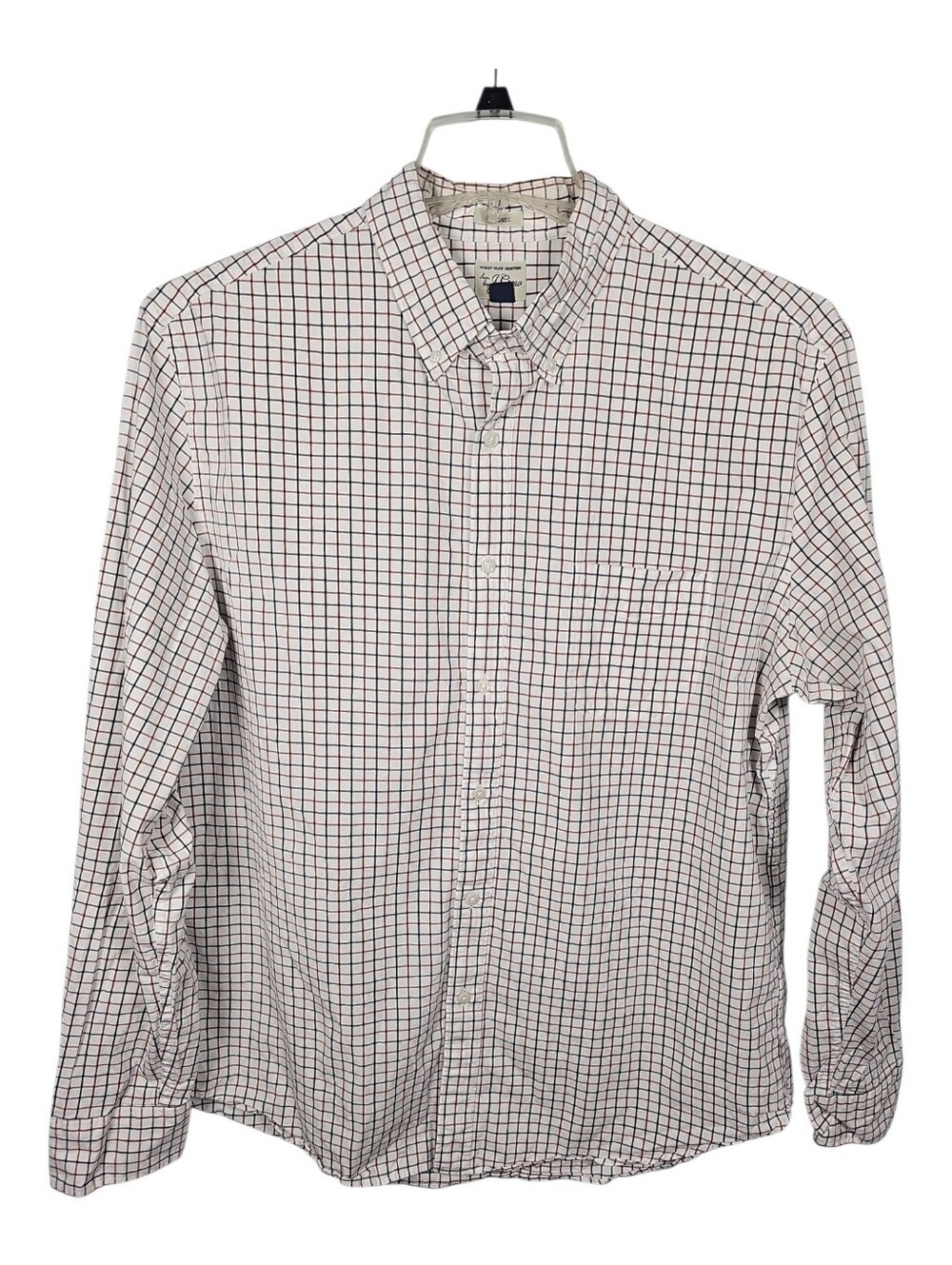 J Crew Stretch Button Down Dress Shirt Red Blue Plaid‎ Men's Size XL